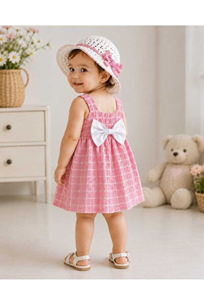 kidsense Baby Girl Hat and Back Bow Detailed Strap Dress