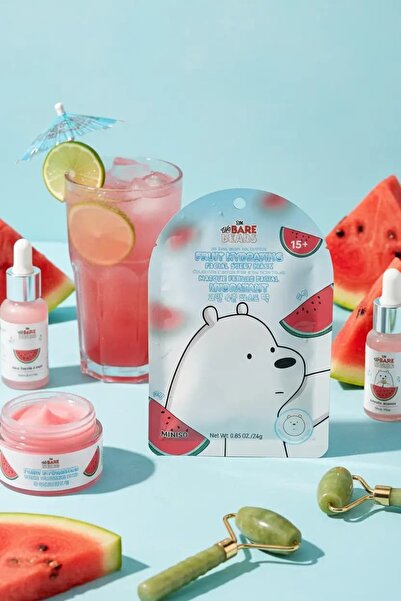Miniso We Bare Bears Lisanslı Karpuz Özlü Meyveli Nemlendirici Kağıt Maske Fe...