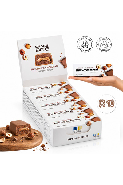 SpaceBite Batoane proteice fara zahar adaugat, 45 g, set 10 batoane bogate in...