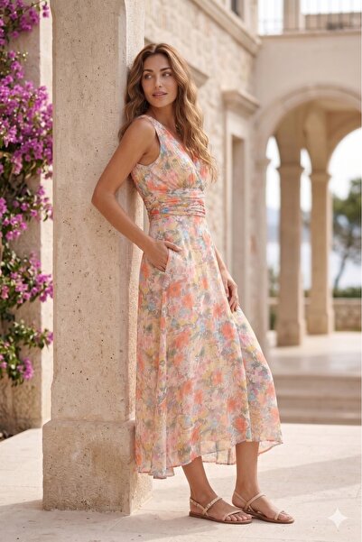 ABBRA Rochie de damă căptușită cu modele florale