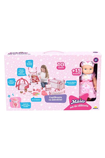 maia Set de calatorie cu papusa bebelus, Maia, 15 accesorii