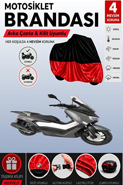 Cemku Double Black Top - Red Bottom, Rear Bag Compatible Arora Zrx 200 Motorc...