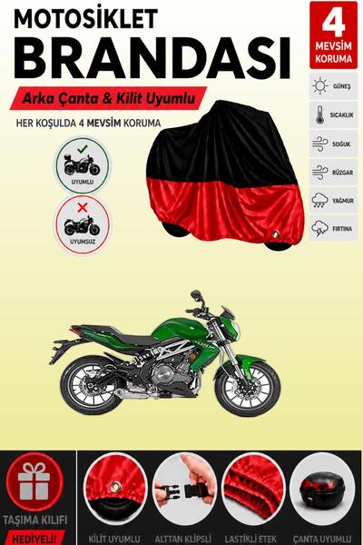 Cemku Double Black Top - Red Bottom, Rear Bag Compatible Benelli T.N.T 300 Mo...