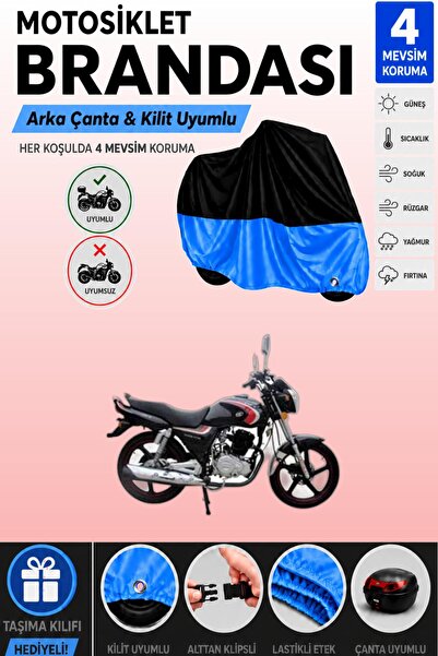 Cemku Double Black Top - Blue Bottom, Rear Bag Compatible Arora Ar 150-A Moto...