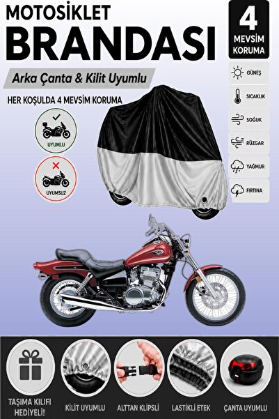 Cemku Double Black Top - Gray Bottom, Rear Bag Compatible Kawasaki En 500 Mot...