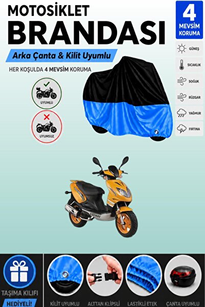 Cemku Double Black Top - Blue Bottom, Rear Bag Compatible Keeway Focus 150 Mo...