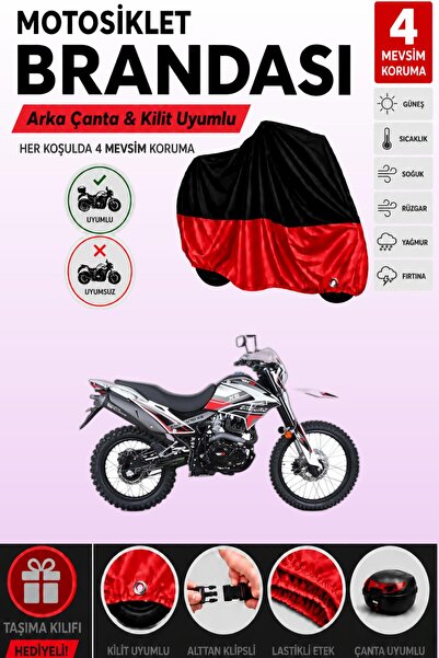 Cemku Double Black Top - Red Bottom, Rear Bag Compatible Rks Rt250 Motorcycle...