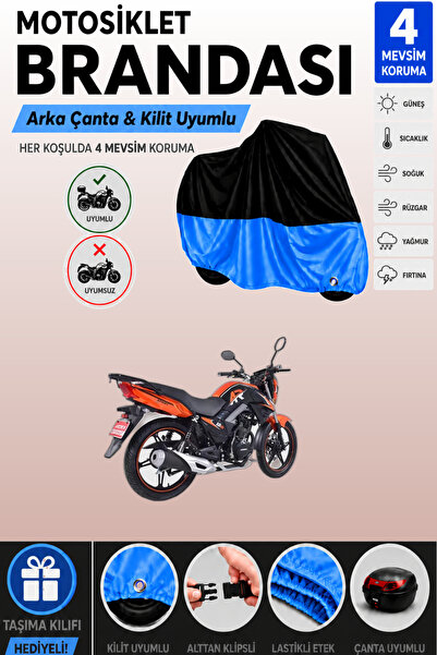 Cemku Double Black Top - Blue Bottom, Rear Bag Compatible Arora Ar 06 Motorcy...