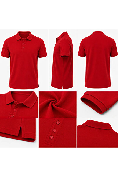 YUYİ Ji̇ber 100% Cotton Polo Collar Three Button Men's T-Shirt
