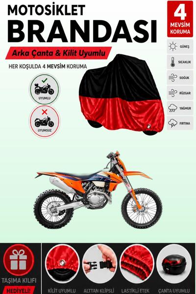 Cemku Double Black Top - Red Bottom, Rear Bag Compatible Ktm 530 Exc Motorcyc...