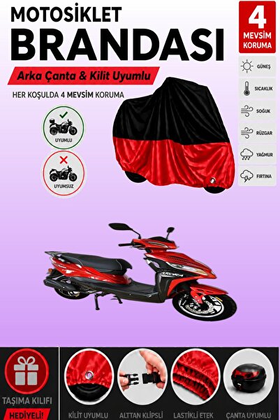 Cemku Double Black Top - Red Bottom, Rear Bag Compatible Arora Verano Ar 125-...