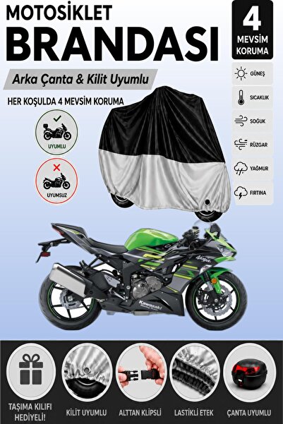 Cemku Double Black Top - Gray Bottom, Rear Bag Compatible Kawasaki Ninja Zx-6...