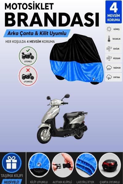 Cemku Double Black Top - Blue Bottom, Rear Bag Compatible Kuba Cargo Motorcyc...