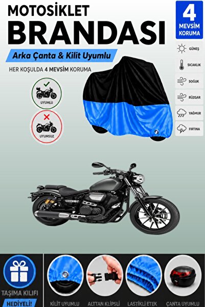 Cemku Double Black Top - Blue Bottom, Rear Bag Compatible Yamaha Xvs 950 Cu M...