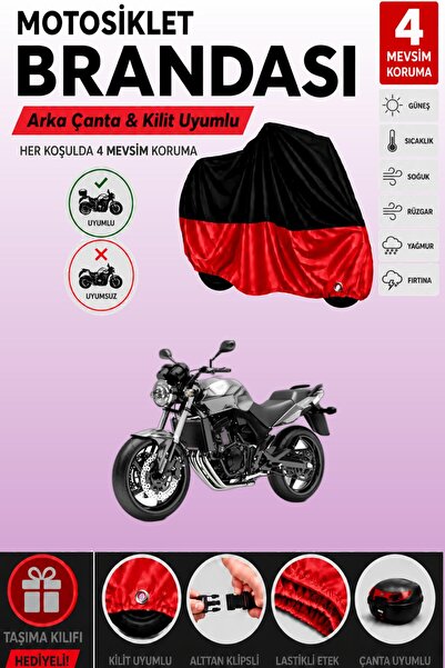 Cemku Double Black Top - Red Bottom, Rear Bag Compatible Honda Cbf 600 Motorc...