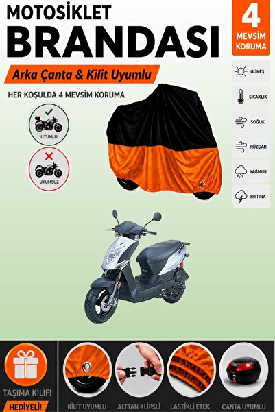 Cemku Double Black Top - Orange Bottom, Rear Bag Compatible Kymco Agility 125...