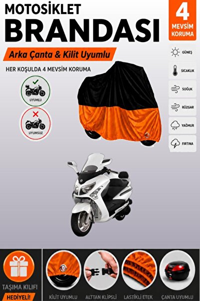 Cemku Double Black Top - Orange Bottom, Rear Bag Compatible Sym Gts 250I Evo ...