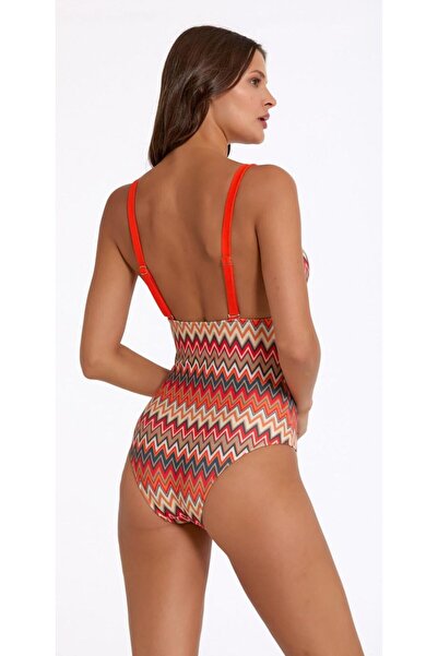 RAPAPA Zigzag Patterned Low-Cut Women's Swimsuit 0555-3030