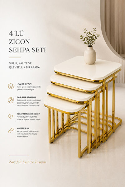 EVİTAÇ 4’LÜ TEKERLEKLİ ZİGON SEHPA