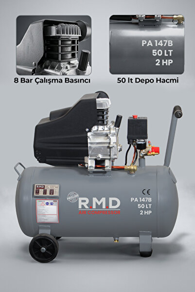 R.M.D Kompresör Pistonlu Hava Kompresörü 50 lt 8 Bar 2 Hp I PA147B