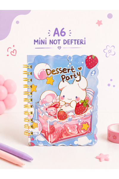 TOMBİ-X A6 Mini beležnik Kawaii sa uzorkom zeca, spiralna sveska