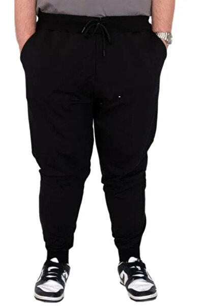 cusseli Plus Size Sweatpants with Darpaça Print C20507 Black