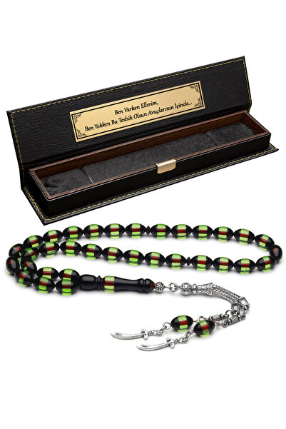 OTTOTESBİH Design cu sabia Zulfiqar de 7x11mm pentru bărbați, verde, negru, r...
