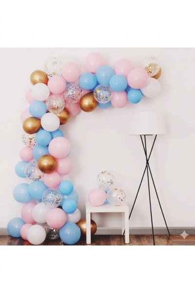 Partihane Gender Reveal Themed Chain Balloon Set - 5 Meters
