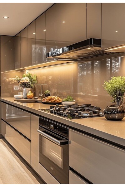 Grcstyle Ledli Hazır Mutfak Dolabı High Gloss Kapak Özel Ölçülerde Üretim