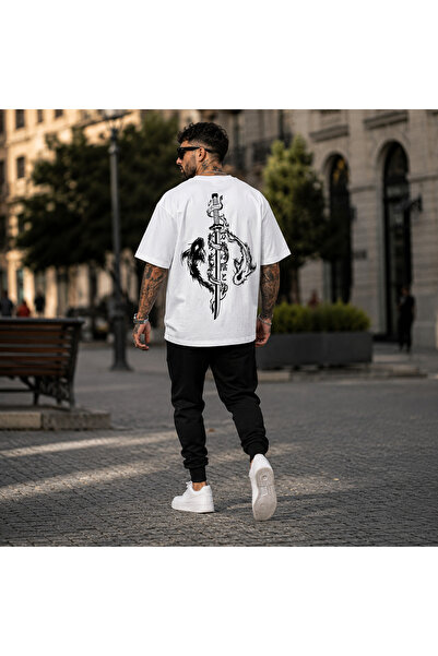 ELZE MODA A Quality Men's Premium Shadow Dragon Oversized T-Shirt