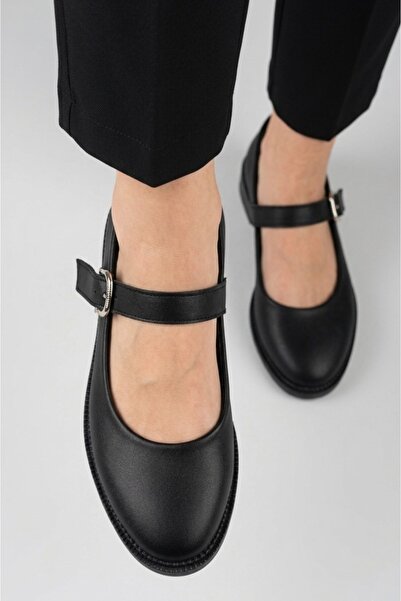 Ramer Pantofi de balerină negri pentru femei Luna – Eleganță casuală cu cataramă