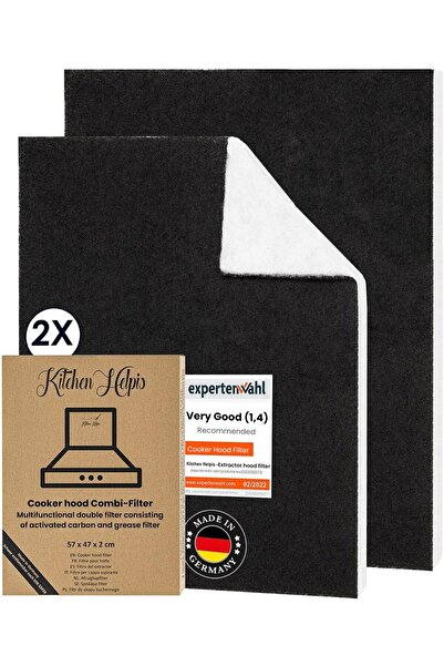 Kitchen Helpis 2x Cooker Hood Filter, Combination filter: Grease and carbon, ...