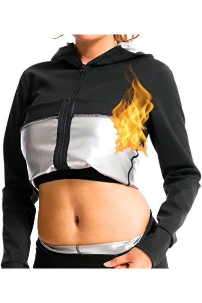 Other Nano Hertz Women's Sauna Jacket with Hood, Zippered Pockets, Long Sleev...