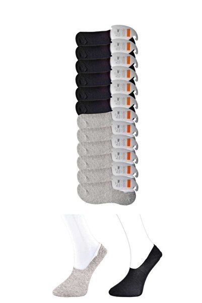 Royaleks Black and Gray Men's Ballerina Socks 12 pairs