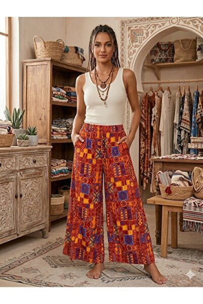 AYASOFYA OTANTIK Pantaloni de damă cu talie elastică, multicolori, cu picior ...