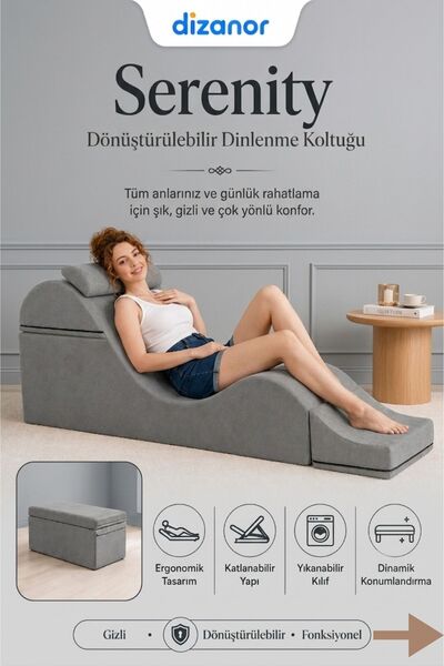 Dizanor Serenity Çok Amaçlı Dinlenme Koltuğu Katlanabilir Bench Formlu Şezlon...