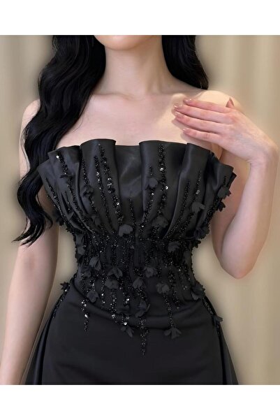 BASMA FASHION Luxury black evening dress