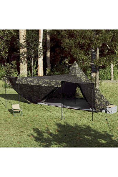 vidaxl Cort de familie Tipi pentru 8 persoane, camuflaj, impermeabil