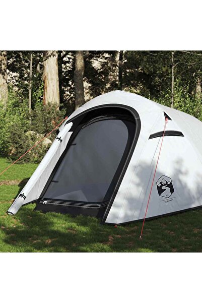 vidaxl Cort camping tunel 3 persoane, alb, È›esatura opaca, impermeabil