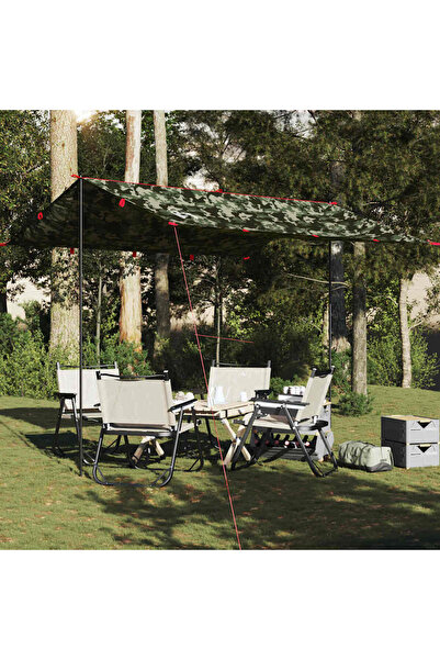 vidaxl Prelata de camping, camuflaj, 306x306 cm, impermeabila