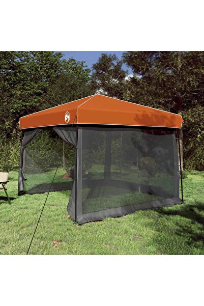 vidaxl Set Cort pentru Camping cu acoperis 2 pcs Gri si Portocalie