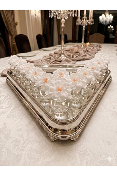 BYMELİKEDEN Beyaz Çiçekli Cam Kolonya Şişesi Nişan Nikah Hediyeliği 10 Adet