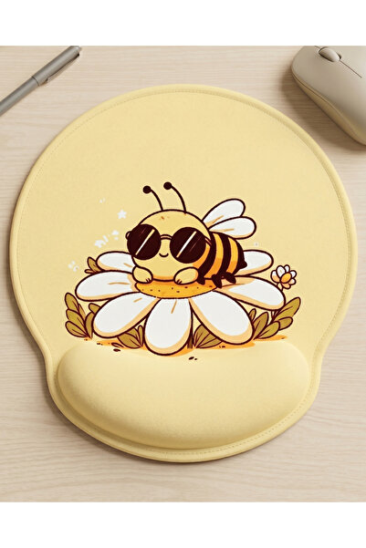 matizya Arılı Papatya Bilek Destekli Oval Mousepad 19x23 cm Ergonomik Kawaii ...