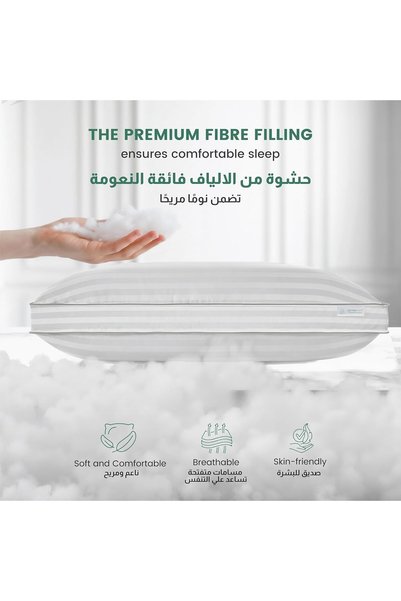 COTTON HOME ® Cuddle Stripe Pillow King Size (50x86cm /20''x 34'') Bed Pillow for Sleeping, Gusseted Pillow