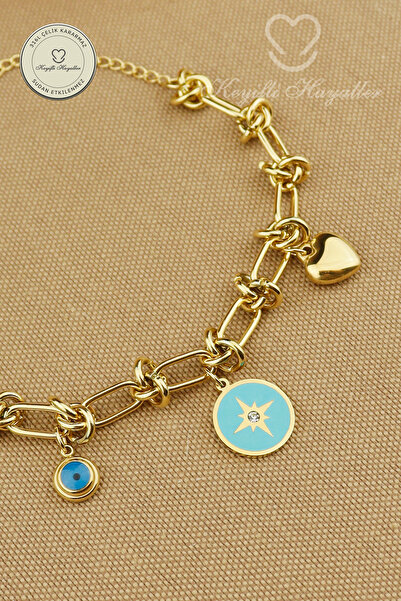 Keyifli Hayaller Steel Bracelet - Blue North Star Knot Chain 316L Steel Brace...