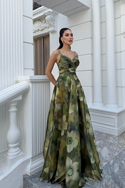 Sindimoda Feza Desenli Askı Detay Abiye 1093