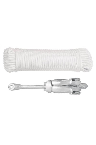 Concept Ancoră pliabilă cu funie, argintiu, 3,2 kg, fier maleabil