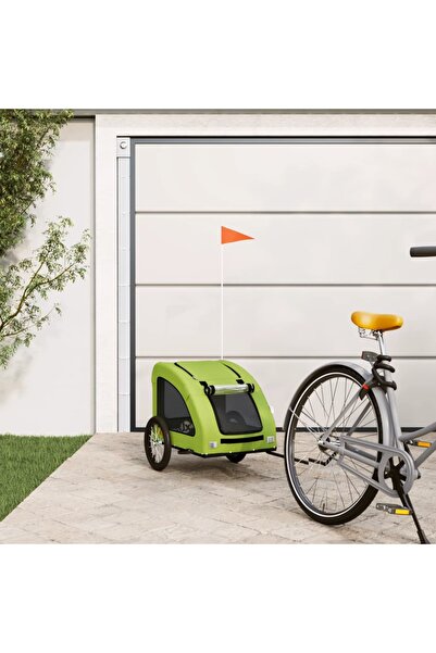 vidaxl Remorcă de bicicletă animale companie, verde textil oxford/fier