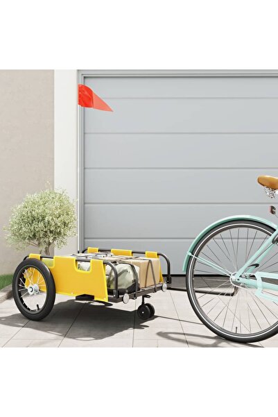 vidaxl Bicycle trailer, yellow, oxford fabric and iron