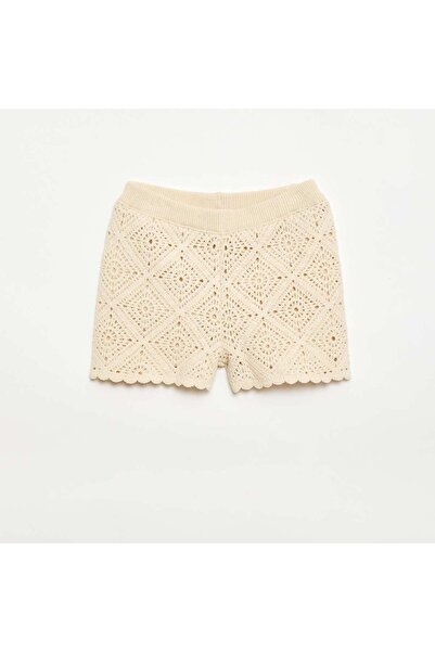 KIABI Solid crochet shorts WHITE